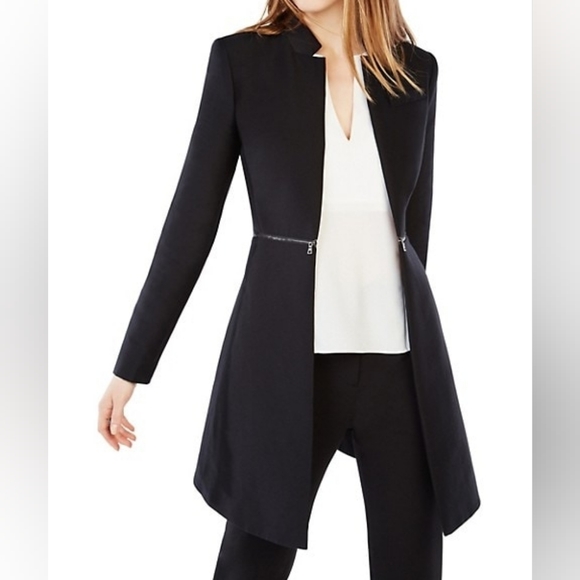 BCBGMAXAZRIA Arelia Zip Waist A-Line Essential Jacket Sz S Black Nwt - Picture 15 of 16